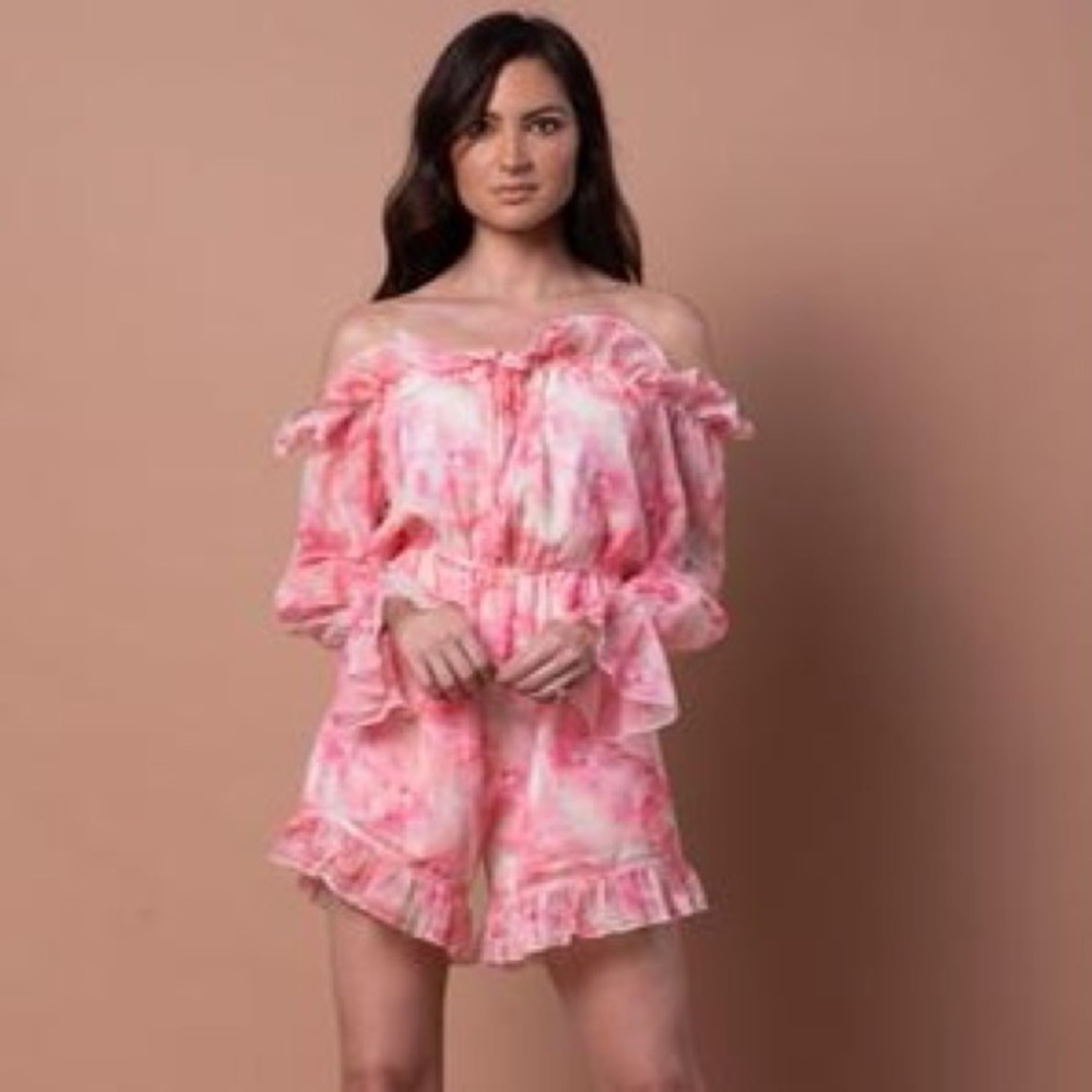 ❌ SOLD ❌ By Egreis “Sadie” Floral Ruffle Long Sleeve Romper NWT